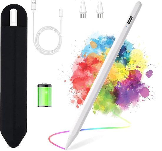 Tabletpen voor Android, Styluspen Compatibel met Samsung/Huawei/Lenovo/XiaoMi/Vivo Tablet, Verbeterde Precisie en Handpalmverkleining (wit)