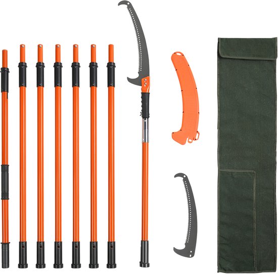 Telescopische Snoeischaar, Stalen Blad - 2,2-8,2 M Telescopisch - 8 Glasvezel Handvatten - voor Palmen en Struiken van Merkloos	