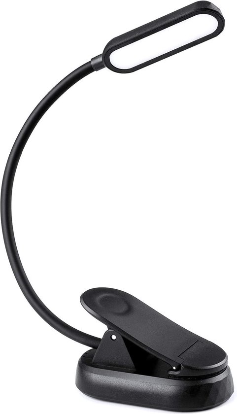 TKtrading LED Leeslampje voor Boeken - USB-C Oplaadbaar - Draadloos & Verstelbaar - Flexibele Zwanenhals LED Leeslamp met Klem - Compact en Handig voor Thuis, Reizen en Bed - Zwart van T