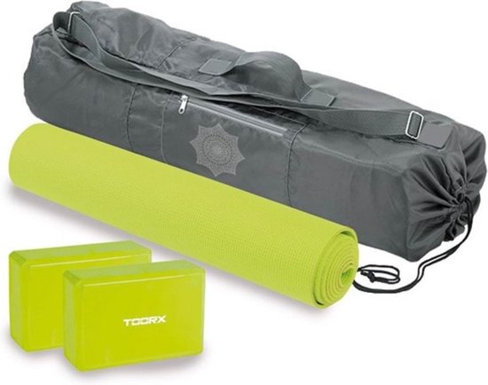Toorx Fitness Pilates Yoga set - 2x Yoga Blok - Yoga Mat - Pilates Mat - met Schoudertas van Toorx