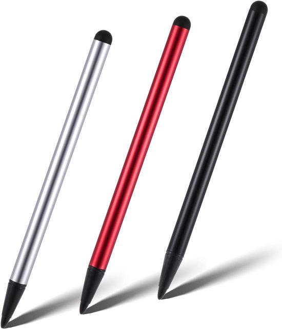 Touch Screen Pen - 3 Stuks - 2-in-1 Stylus voor Tablets en Mobiele Telefoons - Geschikt voor Capacitive Touch Screens