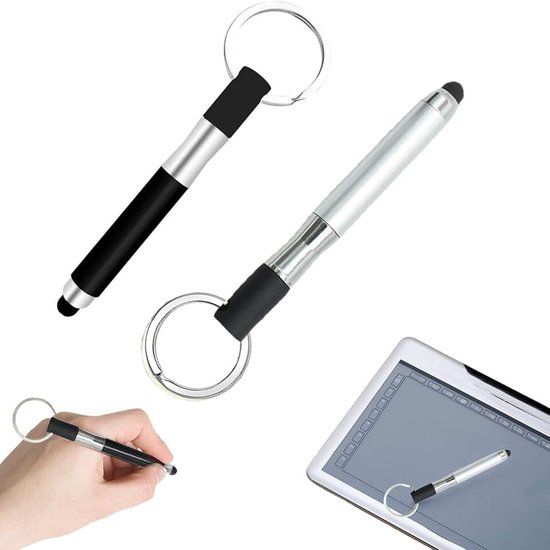 Touchscreen-pen, sleutelhanger, touch-pen, klein, metallic mobiele telefoonstiften, geschikt voor alle smartphones, mobiele telefoons, tablets met capacitief touchscreen, 2 stuks