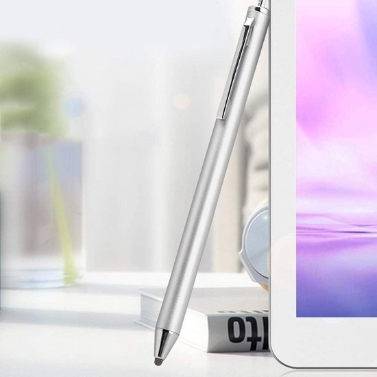 Touchscreen stylus pennen, hoge gevoeligheid en precisie capacitieve pennen met fijne punt, actieve digitale pen voor tablets en mobiele telefoons, diverse kleuren optioneel(Zilver)
