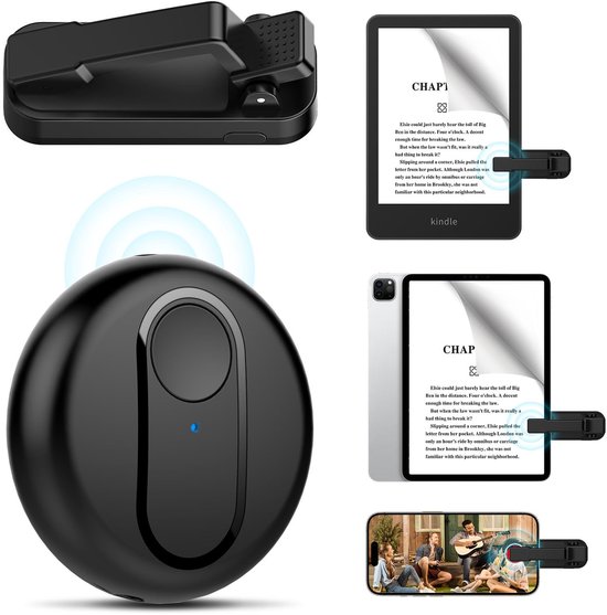 TRANSNECT - E-Reader Draadloze paginadraaier op afstand - afstandsbediening - accessoires - bladzijde omslaan - remote - Kobo/Kindle/tablets - bladomslag - voor iPad - iPhone - Smartphone - Tablets van Merkloos