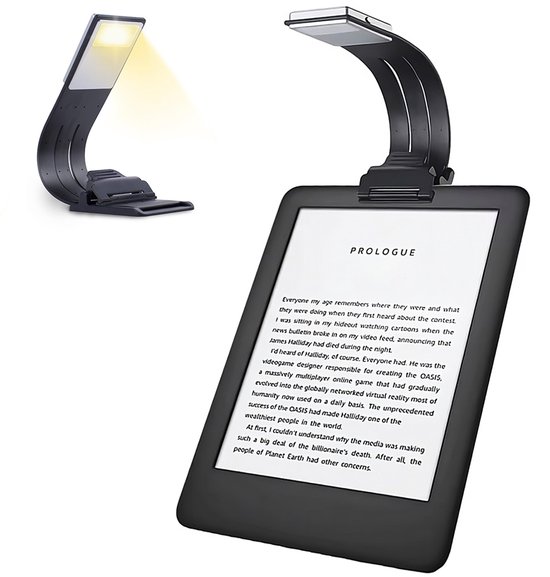 TRANSNECT Leeslamp - Draadloos USB Oplaadbaar Leeslampje Met Klem - 3 Lichtstanden - Flexibel - Leeslampje voor E-reader, Boek, Slaapkamer, Bed, E-reader, Kindel, Kobo, PC, Laptop - Inclusief USB kabel - Zwart van Merkloos