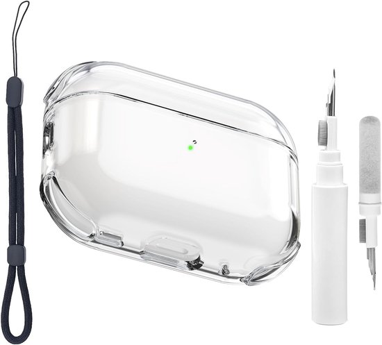 Transparante Beschermhoes voor AirPods Pro 3e Generatie met Schoonmaakset en Polsbandje, Duurzame en Stijlvolle Accessoire voor AirPods Pro