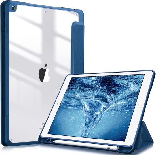Transparante Beschermhoes voor iPad 10.2 inch (9e/8e/7e Generatie) - Schokbestendig met Potloodhouder en Auto Sluimerfunctie van Merkloos