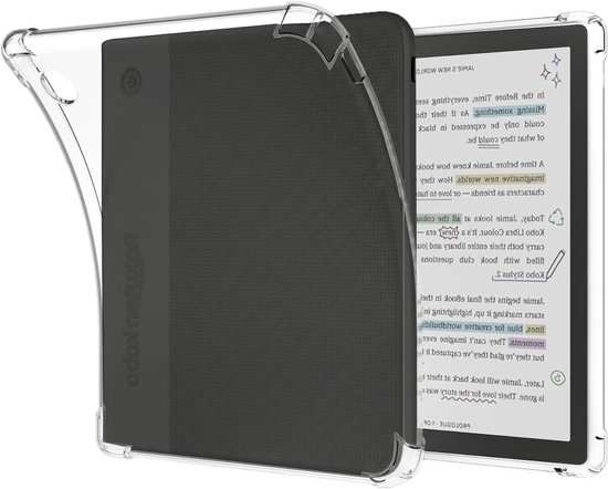 Transparante Kobo Hoes - Beschermhoes E-reader - E-reader Bescherming - Ultradun TPU - 7 inch - Glitter