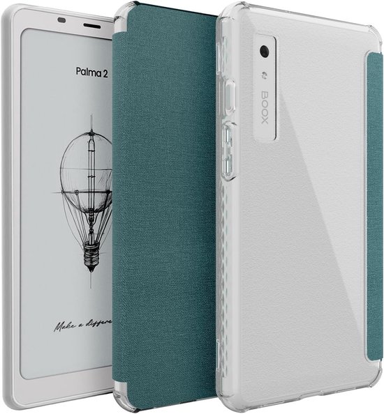 TUDIA SKN FLIP Ontworpen voor Onyx Boox Palma 2 Case - [Magnetische sluiting] Schokbestendige slanke transparante TPU-achterkant met gestructureerde leren hoes - Helder turquoise van TUDIA