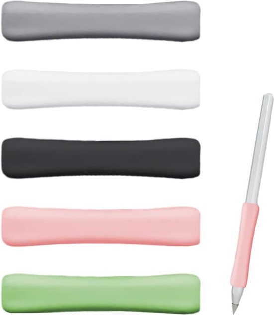 Tweede generatie 5-delige pennenetui, touchscreenpenaccessoire, beschermhoes voor styluspen, ergonomische siliconen grip.