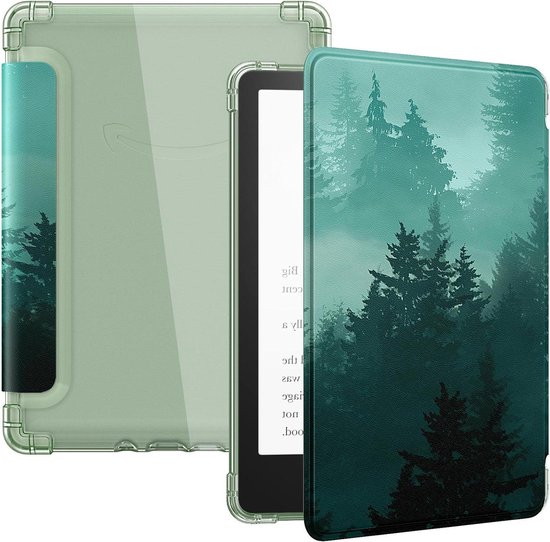 Ultra Clear Soft Flexible TPU Back Cover for 6.8" Kindle Paperwhite 11th Generation 2021 & Signature Edition - Green Forest Pattern - Auto Wake/Sleep van Mokyo