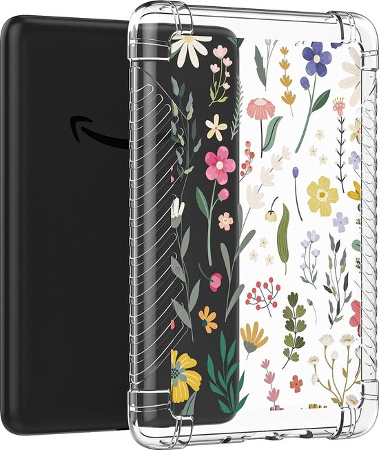 Ultra Clear Soft Flexible Transparent TPU Skin Bumper Back Cover Shell Clear & Flower - 6" ALL-New Kindle (11th Generation-2022 Release) Case van MoKo