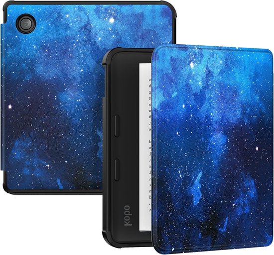 Ultra Slim en Lichtgewicht Folio Case voor Kobo Libra Colour 7" 2024 met Auto Wake/Sleep Functie - Blauw Sterrenhemel Design, Bescherming en Stijl