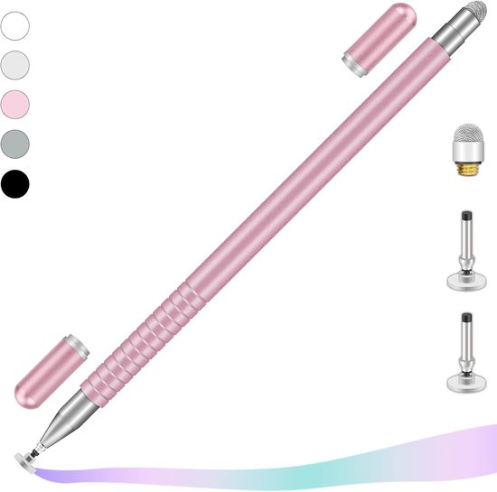 universeel, 2-in-1 touchscreen-pen, styluspen met 2 magnetische doppen voor tablets, mobiele telefoon, iPad, iPhone, smartphone, Samsung, Huawei, enz., roségoud