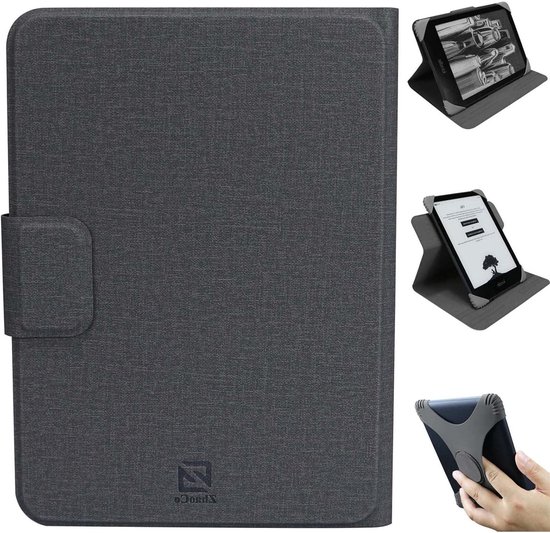 Universele Afneembare Hoes voor 6'' Kindle 2024/2022 en Kobo Nia/Clara 2E/Clara HD, Lichtgewicht Bescherming met Meerdere Kijkhoeken - Grijs