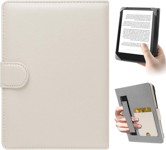 Universele Beschermhoes voor 6.8-7 inch eReaders zoals Paperwhite, PocketBook, Tolino en Kobo - Inclusief Opbergvak, Wit, Duurzaam en Lichtgewicht Ontwerp