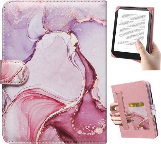 Universele Beschermhoes voor 6.8" en 7" E-readers zoals Kobo Clara HD en PocketBook - Dali Pink, met Ingebouwde Pocket en Stijlvol Ontwerp voor Optimale Bescherming