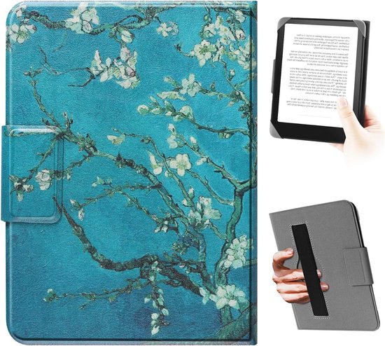 Universele E-reader Hoes voor 6.8" en 7" Modellen - Geschikt voor Kindle, Kobo en Paperwhite - Elastische Bescherming met Bloemenprint