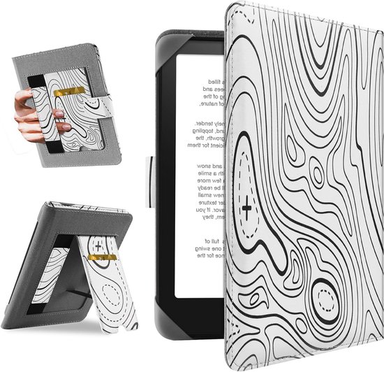 Universele eReader Hoes voor 6-7 Inch Kindle, Pocketbook, Tolino, Sony en Kobo - Bescherming en Stijl in Mountain White van Merkloos