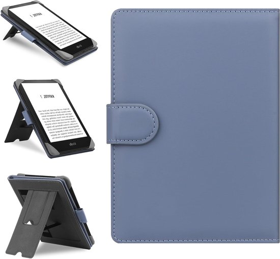 Universele Hoes voor 6-16,8 inch E-Readers zoals Kobo, PocketBook en Sony - Leren Standcase in Paars, Ideaal voor Kindle Paperwhite en Kobo Clara HD
