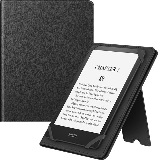 Universele hoes voor 6-8 inch e-reader met kickstand en polsband - Zwart van Universele