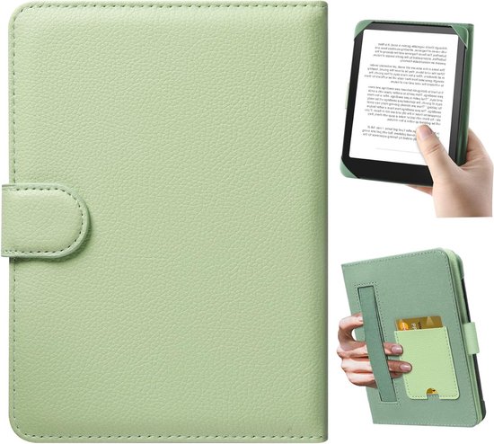 Universele Hoes voor 6'' eBook Reader - Beschermende Case voor Kindle, Kobo en Tolino met Opbergvak, Groen