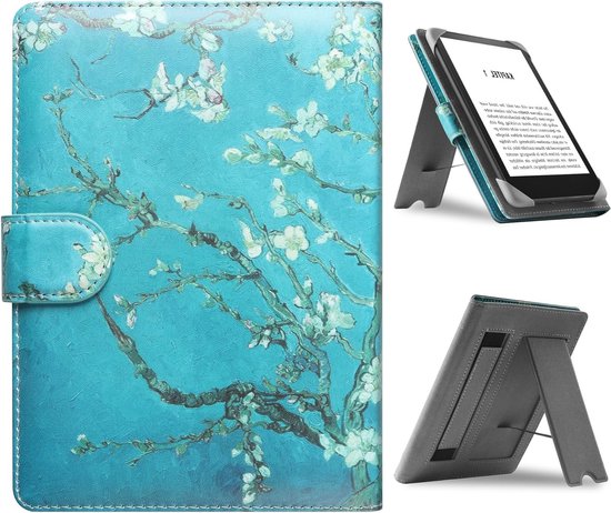 Universele leren hoes voor 6-6.8 inch e-readers zoals Kindle Paperwhite, Kobo Clara en Tolino met standaard en bescherming van Merkloos