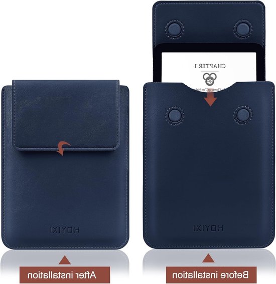 Universele leren hoes voor 6.8" en 7" e-readers zoals Kobo Clara HD en PocketBook, blauw en duurzaam ontwerp van Merkloos