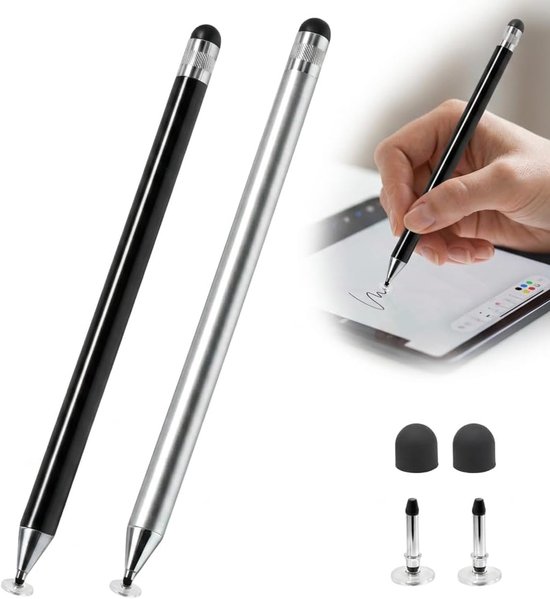 Universele touchscreen-tablet voor vloeiend tekenen en schrijven, hoge precisie, zonder vertraging, compatibel met iPad Pro Air Mini, i-Phone, Samsung Galaxy, Android-smartphones, zilver + zwart