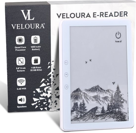 Veloura Ereader - E Reader met Hoesje voor Ebooks - 32GB E-Readers - E-reader Nederlandstalig - Ebook voor Online Boeken van Merkloos
