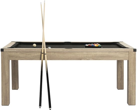 Vente-unique Transformeerbare tafel biljart & pingpong - Licht naturelkleurig - L182 x B102 x H80 cm - HENK van Merkloos