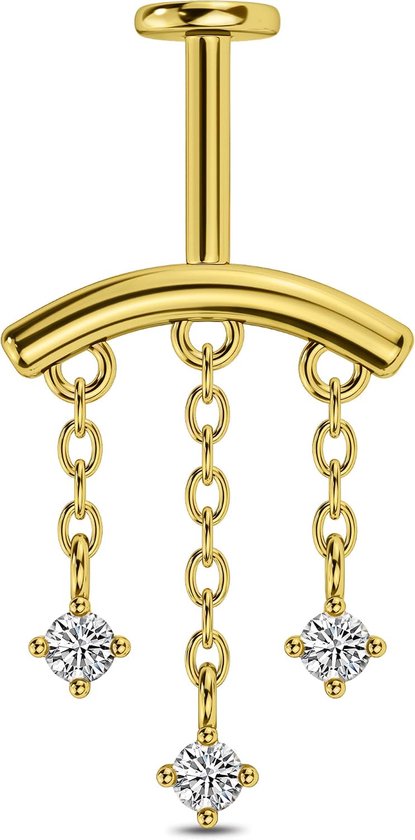 Verticale helix piercing 16G ketting CZ transparante hanger verborgen helix zilver goud platte achterkant oorbel verticale rook tragus oorbellen voor vrouwen