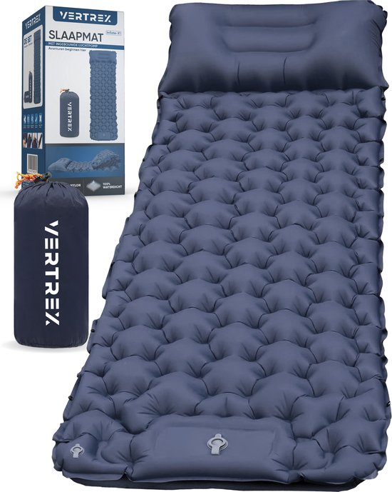 Vertrex Inflate-X1 Slaapmat met Ingebouwde Pomp - Luchtbed - 1 Persoons - Marineblauw van Vertrex