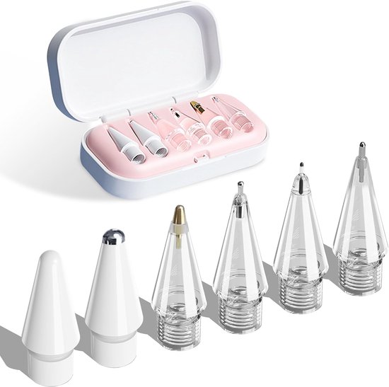 Vervangende Penpunten - 6 Stuks - Vervangende Potloodpunten Geschikt Voor Apple Pencil Pro，apple 2e 1e Generatie USB-C En Logitech Crayon Digital Pencil - Replacement Tips - Met Opbergdoos