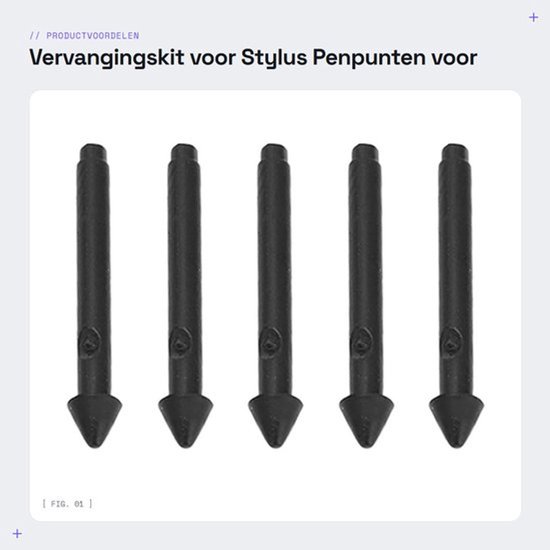 Vervangingskit voor Pro Tablet Stylus Pen - 5 Stuks - Nauwkeurige Schrijfervaring - Gevoelige Drukovergang - Antislip Punt - Geschikt voor Pro 7/6/5/4/Book/Studio/Go - Styluspenpunten