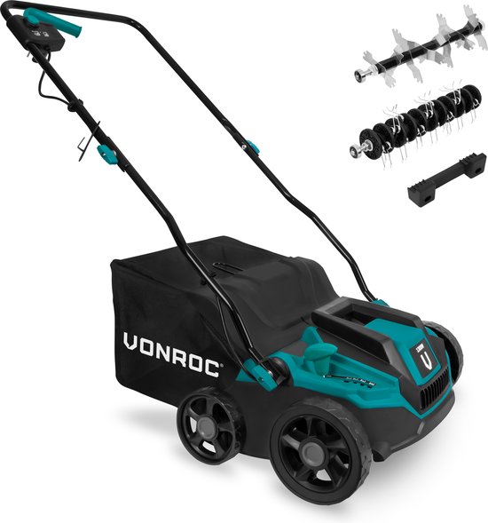 VONROC Elektrische verticuteermachine - gazonbeluchter – 1300W – maaibreedte 320 mm – 4 dieptestanden (12/9/6/3 mm) – incl. 35L. opvangbak van VONROC