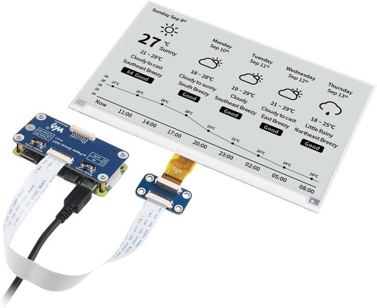 Waveshare 7.5inch E-Paper HAT Display Module, 800×480 Resolution, Supports Black/White 2 Colors, Compatible with Jetson Nano/Raspberry Pi 4B/3B+/3B/3B/2B/1B+/1A+/Zero 2W/Zero W/Zero