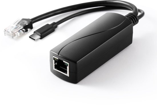 Ynkkvre -PoE Splitter 48V naar USB-C 5V 2.4A – Ethernet naar USB C Adapter – 12W – Plug & Play – Compatibel met IP Camera / Smart Devices van Ynkkvre