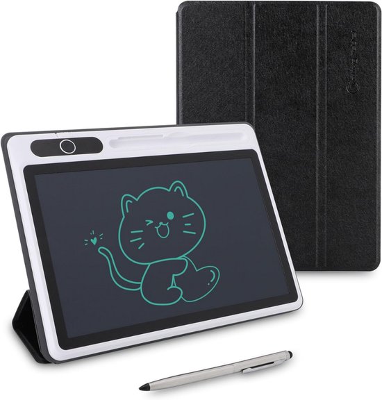 Zavira® Digitaal notitieblok - E-rader - Notepad - 22,86 x 22,86 x 0,1 cm - 300 g - Zwart met lederen hoes van zavira