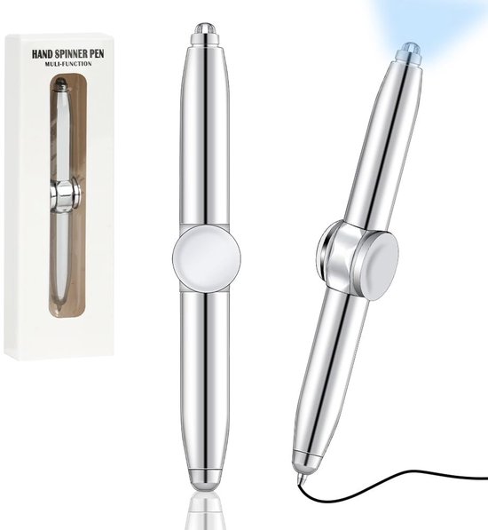 Zeynomax - Fidgetpen - LED-licht - Multifunctioneel schrijven - 2 stuks - Anti-stress pen - Geschikt voor volwassenen en kinderen - Roterende pen