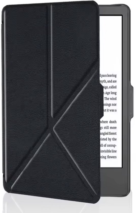 Zwart hoesje geschikt voor Kobo Clara BW - Bescherm Case - Trifold - Book Cover - Tablet Cover - Zwart - CHPN