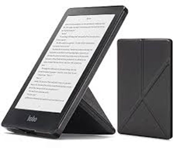 Zwarte hoes geschikt voor Kobo Clara Colour - Bescherm Case - Trifold - Book Cover - Tablet Cover - Zwart - CHPN